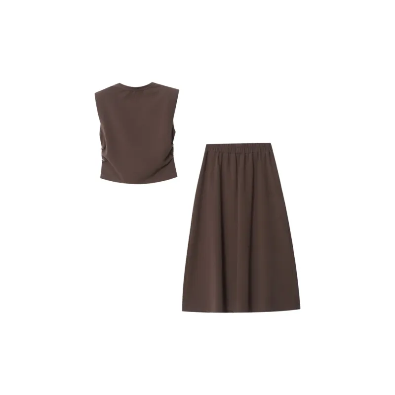 CHARM PICK Skirt Set Women's Coffee-1