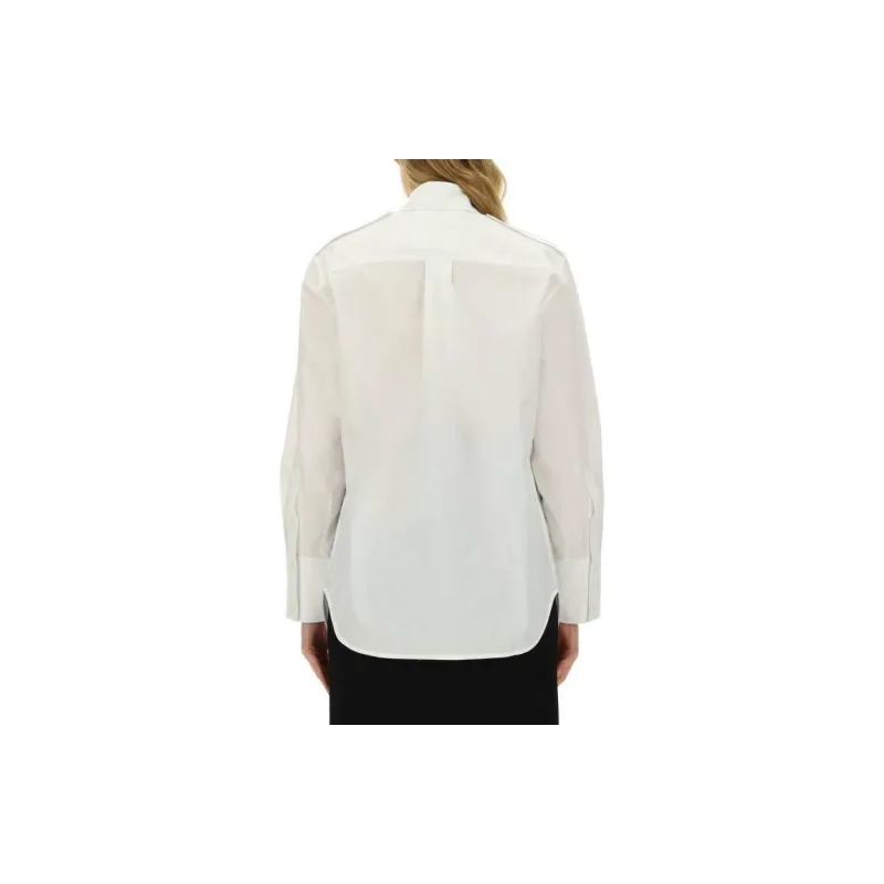 Victoria Beckham Logo Embroidered Curved Hem Shirt-1