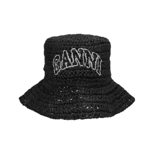 GANNI Logo-embroidered Raffia Hat