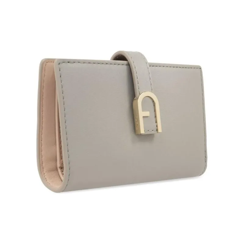 Furla Leather Wallet Medium Size Unisex Light Gray-1