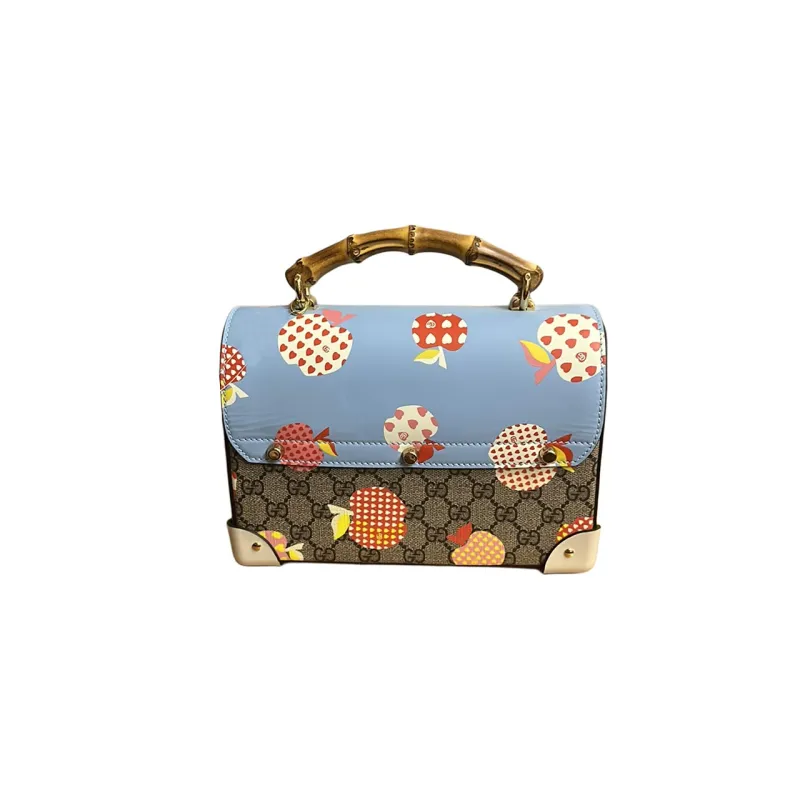 GUCCI Padlock Canvas With Leather Binding Box Bag Handbag Crossbody Bag Shoulder Bag Small Size Women's Ebony & Blue-1
