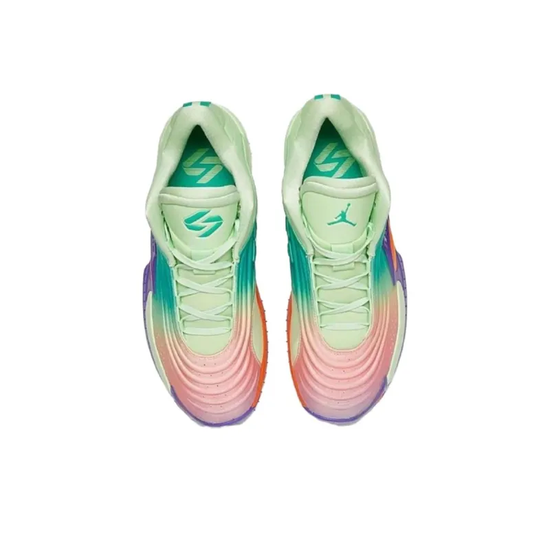 Jordan Luka 3 Anti Slip Wear Resistant Low Top Basketball Shoes Men's Green Cyan Purple-2