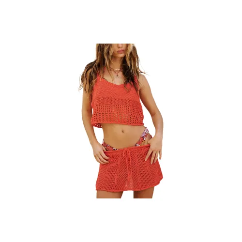 FREE PEOPLE Two Piece Skirt Sets Women's Spicy Orange