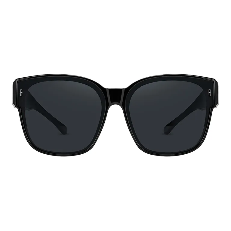 LOHO TR90 Square Large Frame Sunglasses For A Slimmer Face Appearance Unisex Black-2