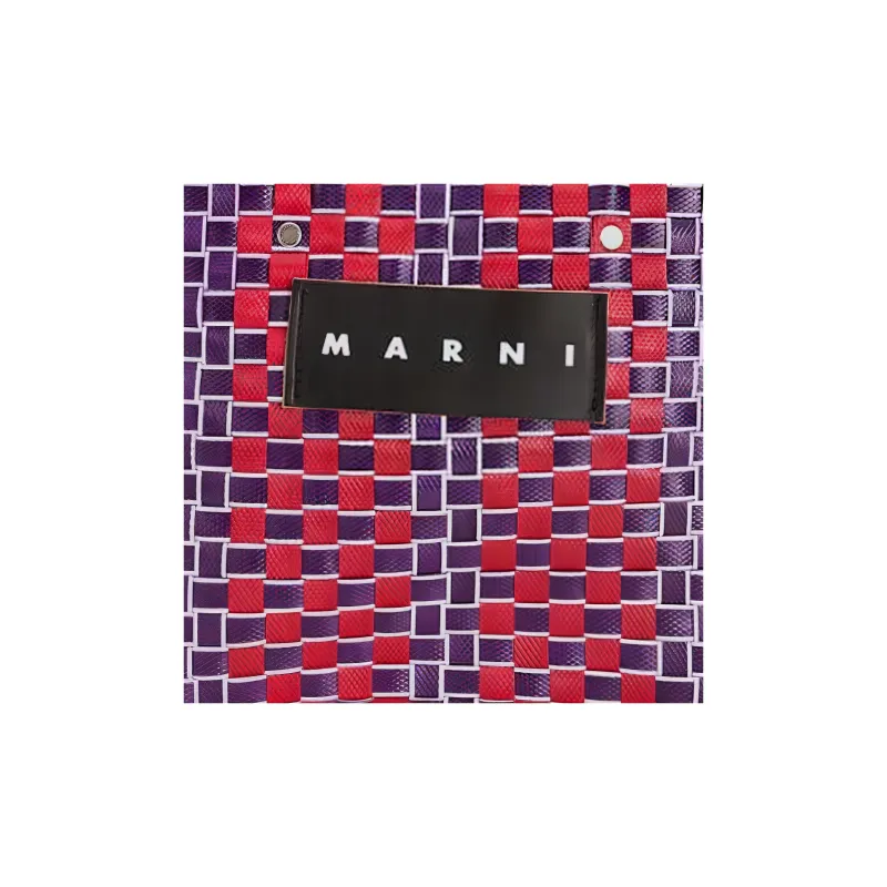 MARNI Polypropylene Plastic Tote Bag Shopping Bag Basket Bag Handbag Small Size Women's Red Blue Multicolor-4