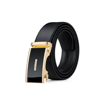WilliamPOLO Cow Leather Leather Belts Men's Gold Width 3.4CM