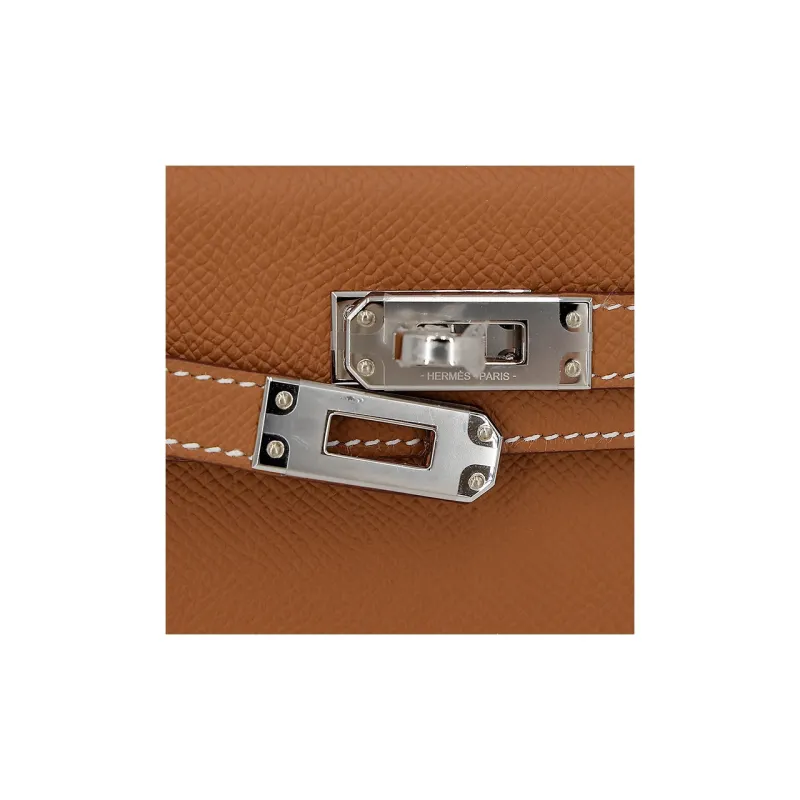 HERMES Mini Kelly 2nd Generation Epsom Leather Kelly Bag Handbags Mini Women's Gold Brown-15