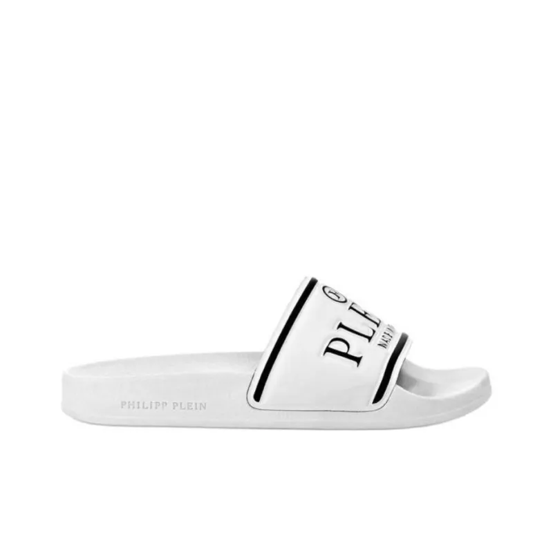 PHILIPP PLEIN PU Polyurethane Slip-Resistant Slide Slippers Unisex White-1