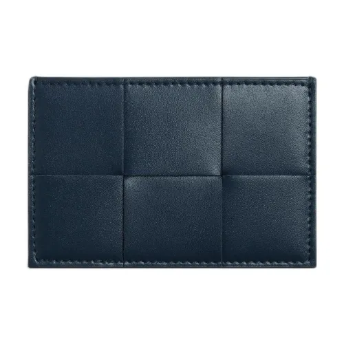 Bottega Veneta CASSETTE Calfskin Card Holder Men's Dark Blue With Amber Accents