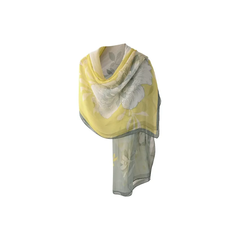 Hang Silk Road Mulberry Silk Silk Scarves Women's Orange-3