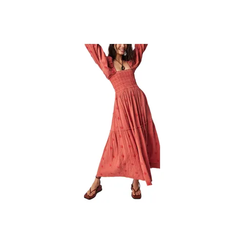 FREE PEOPLE Long-Sleeved Dresses Women's Melon Combo/Cantaloupe Color Combo