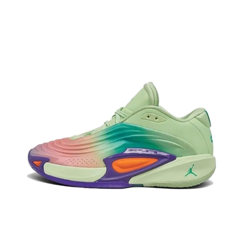 Jordan Luka 3 Anti Slip Wear Resistant Low Top Basketball Shoes Men's Green Cyan Purple-0