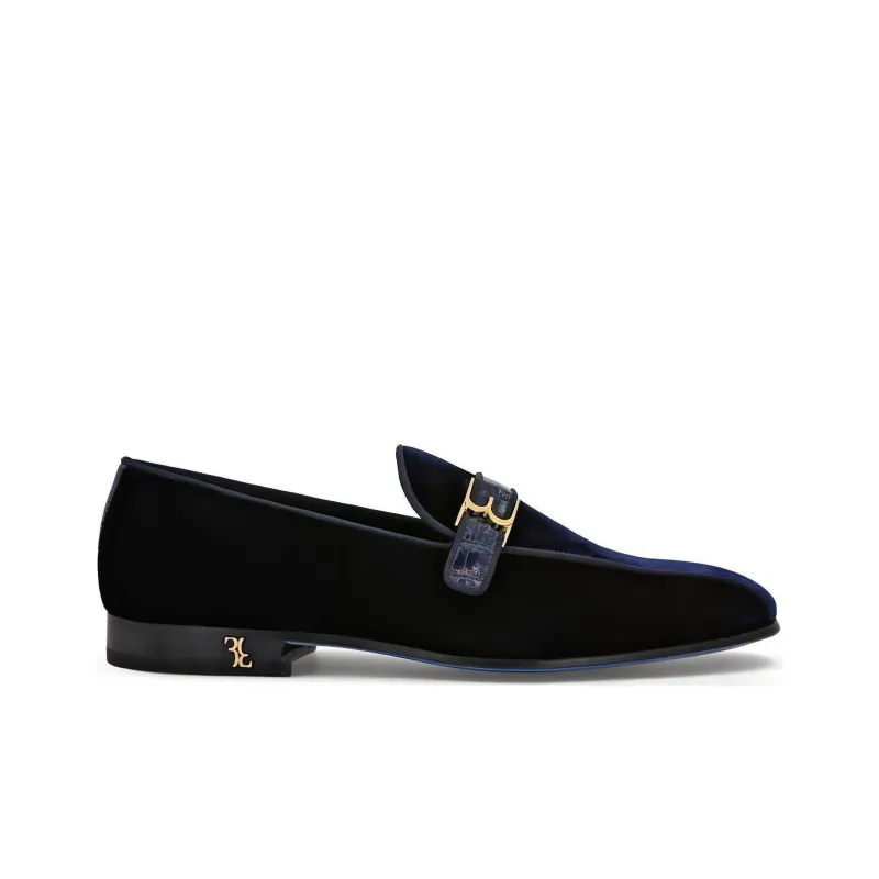 Billionaire Logo-plaque Velvet Loafers-1