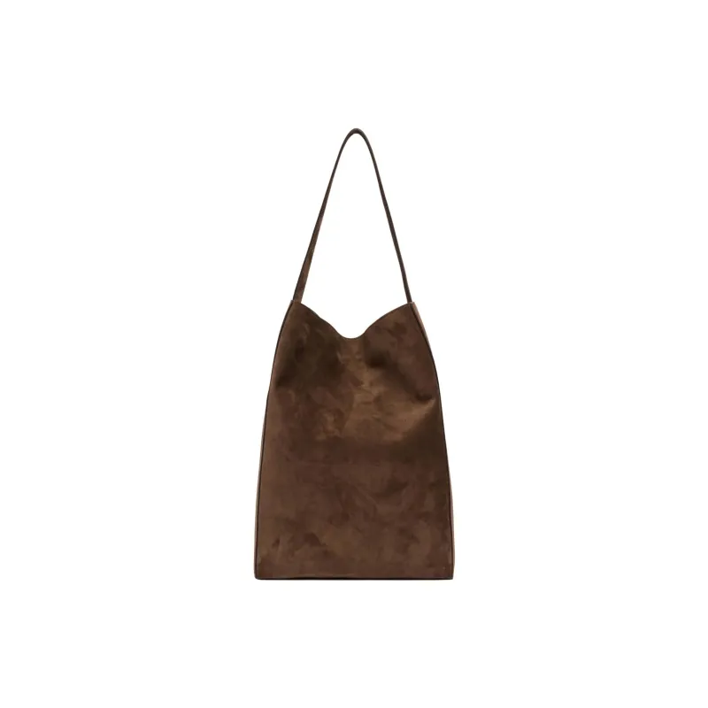 KHAITE Suede Leather One Shoulder Handbags Women's Brown-3