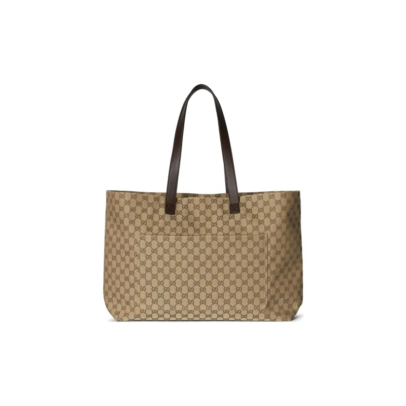 GUCCI Canvas Tote Bag Shopping Bag Handbag Large Size Men's Brown-3