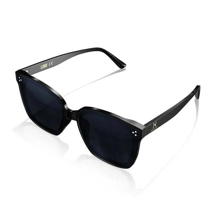 LOHO Plate Frame Square Classic Black Super Cool Photography Sunglasses Unisex Black Tea Brown-2