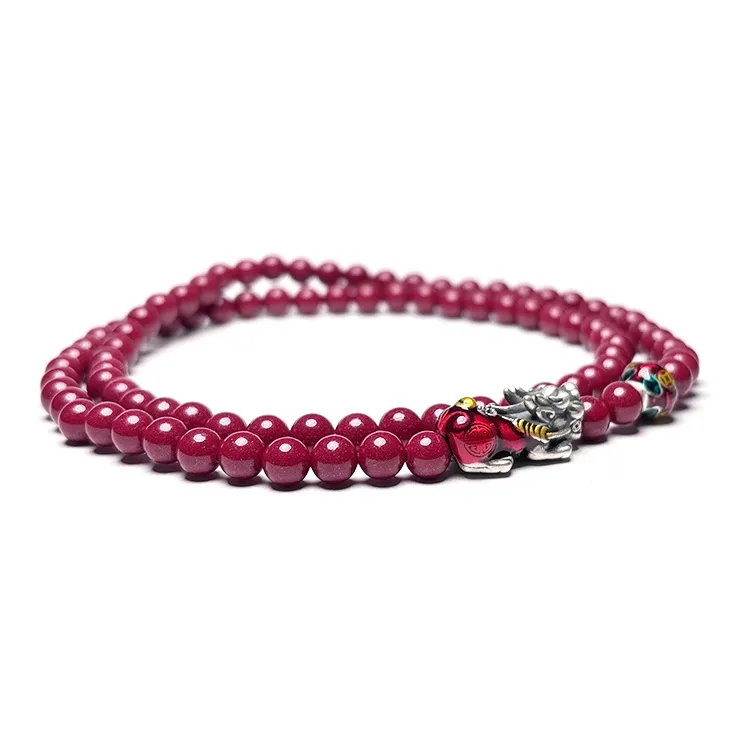 MOUNTAINS AND MANS Cinnabar Auspicious Beaded Bracelet Unisex-5