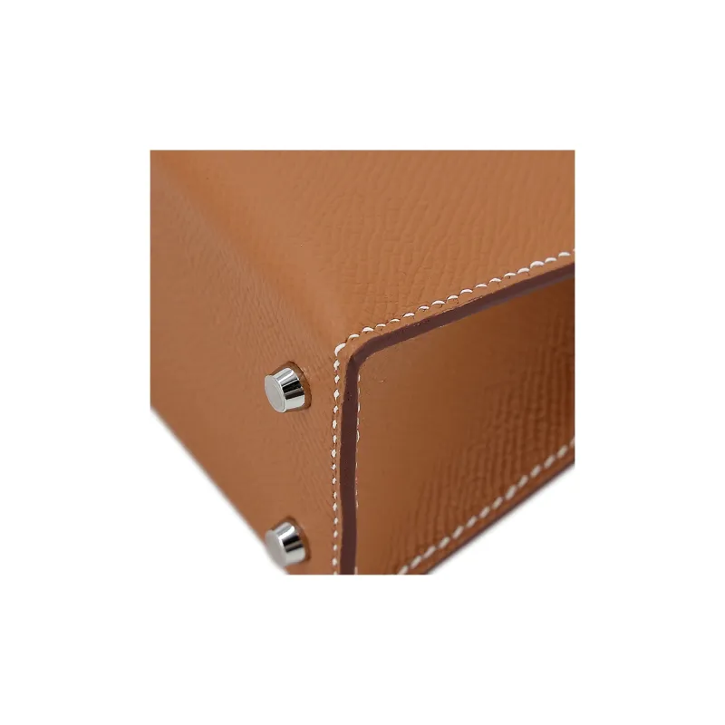 HERMES Mini Kelly 2nd Generation Epsom Leather Kelly Bag Handbags Mini Women's Gold Brown-18