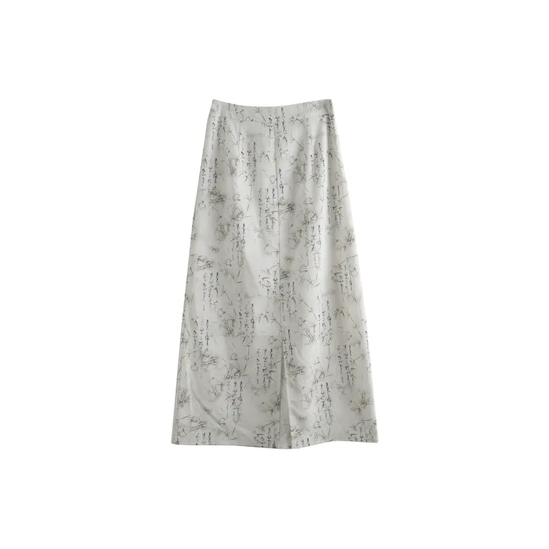 Olrain Casual Long Skirt Women's Light Green-1