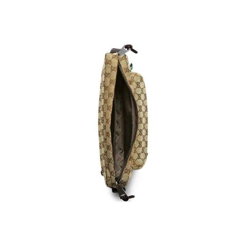 GUCCI Canvas Shoulder Bag Crossbody Bag Small Size Men's Beige & Ebony-5