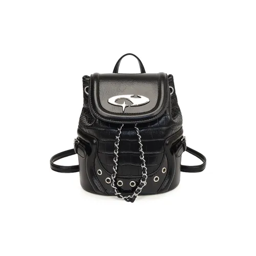 Carksky PU Portable One Shoulder Backpack Women's Black/Dusty Pink