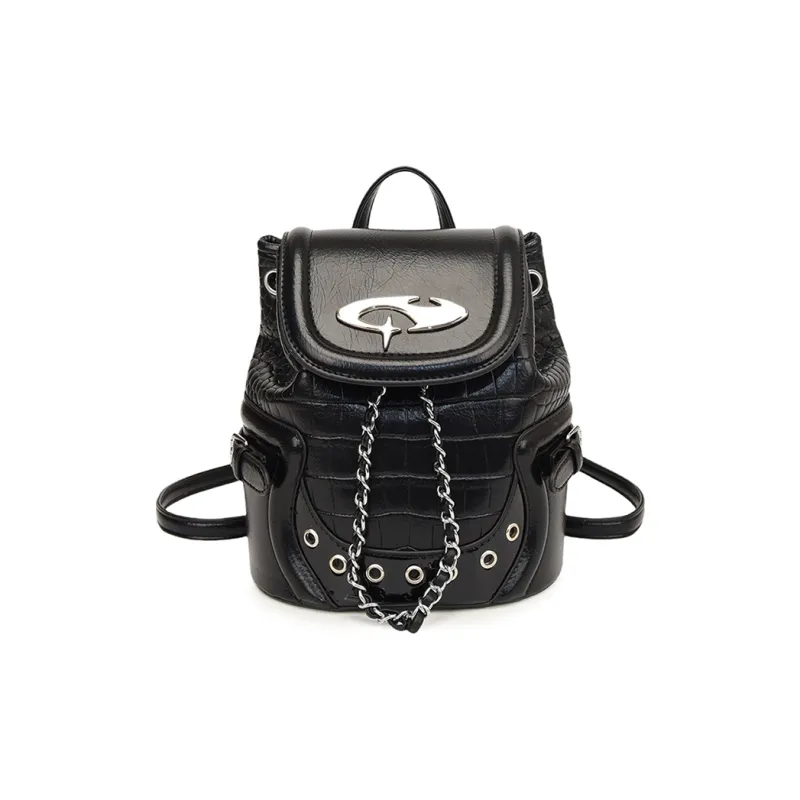 Carksky PU Portable One Shoulder Backpack Women's Black/Dusty Pink-0