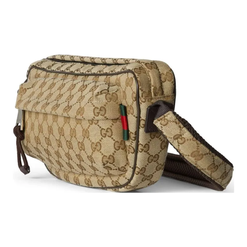 GUCCI Canvas Shoulder Bag Crossbody Bag Small Size Men's Beige & Ebony-1