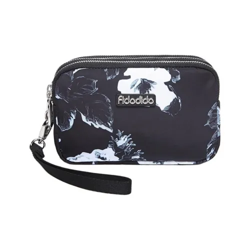 FIDO DIDO Nylon Fabric Wallets Clutches Small Size Women's Black Magnolia