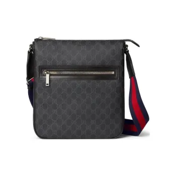 GUCCI Canvas With Leather Shoulder Bag Crossbody Bag Men's Black