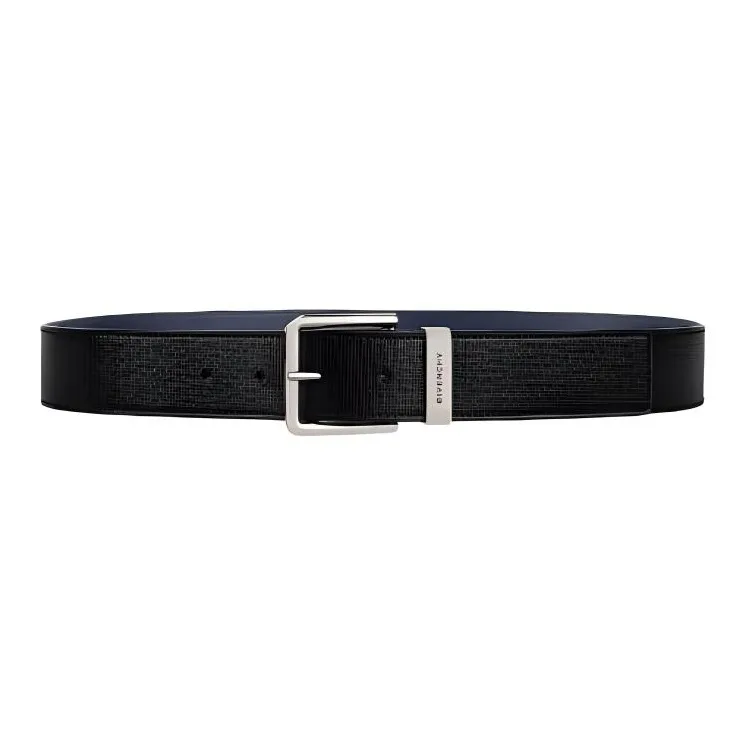 GIVENCHY Calfskin Leather Belts Men's Black Width 3.5CM-0