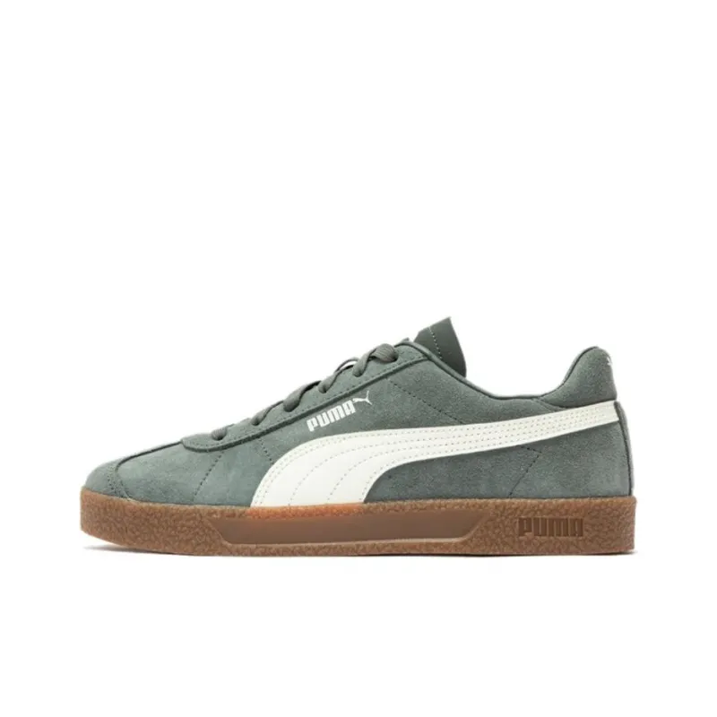 PUMA Club Wear Resistant Low Top Skateboard Shoes Unisex Green White-0