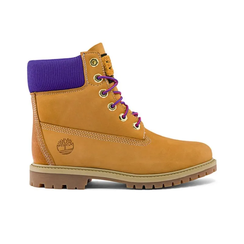 Timberland 6 Inch Heritage Cupsole Wide Fit Boots 'Wheat Nubuck With Purple' Women's-1