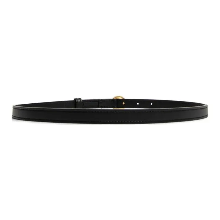 LOEWE Emblem Smooth Buckle Design Calfskin Leather Belts Women's Black Width 1.5CM-1