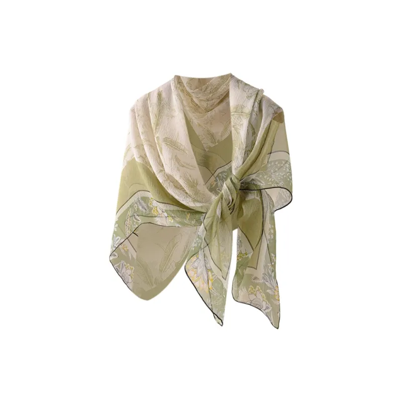 Hang Silk Road Mulberry Silk Silk Scarves Women's Yellow-3