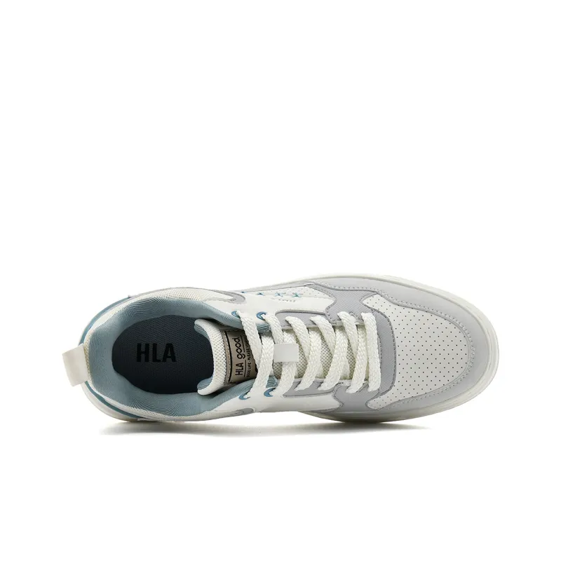 HLA Casual Versatile Lightweight Skateboard Shoes Perforated Breathable Comfortable Sports White Sneakers Men's-2