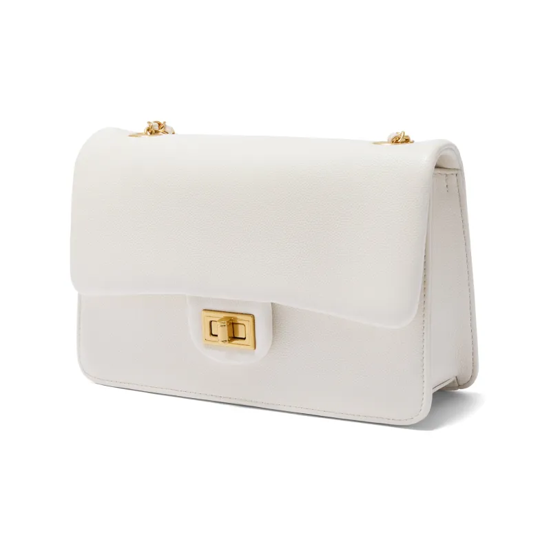 BELLE Premium Texture Crossbody Bag Medium Size Women's Black/Beige-5