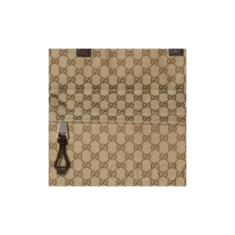 GUCCI Canvas Tote Bag Shopping Bag Handbag Large Size Men's Brown-7