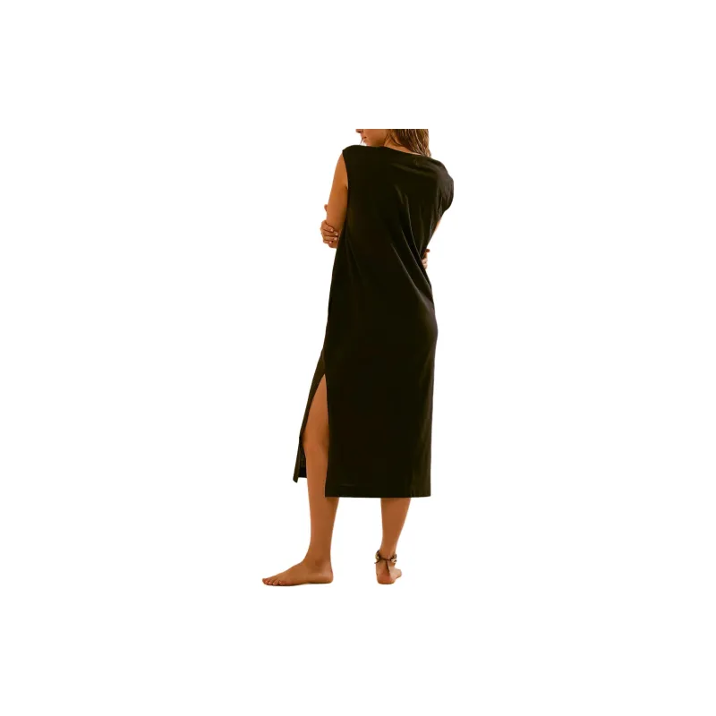 FREE PEOPLE Drew Tee Midi Sleeveless Dress Women's BLACK/Black-1