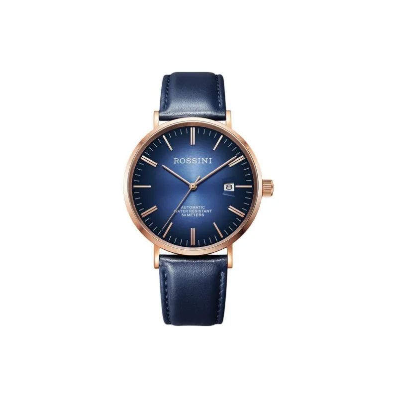 ROSSINI Automatic Mechanical Movement Genuine Leather Strap Watch Men's Watches Black Dial-9