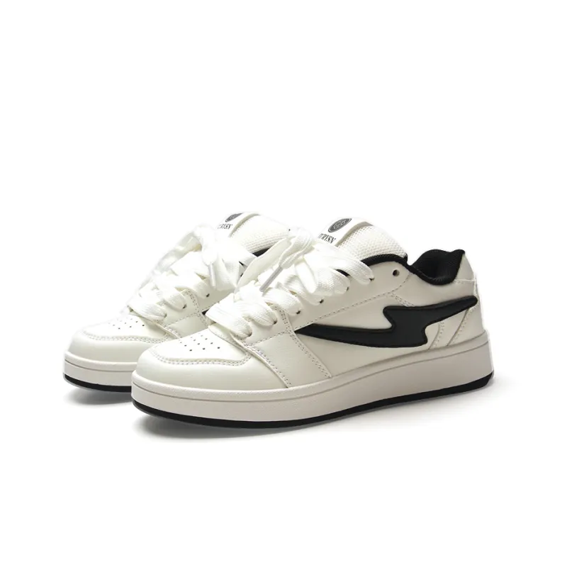STUR YSN Wear resistant And Lightweight Low Top Skateboard Shoes Unisex White Black-3