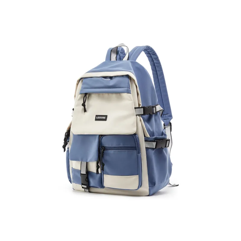 WONHOX Fabric Backpacks Laptop Bags Backpack Regular Unisex Black/Haze Blue/Royal Blue-16