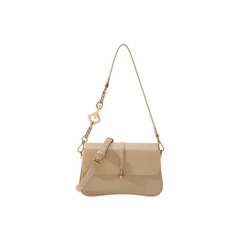 Carksky PU Shoulder Bag Regular Women's Black/Apricot-5