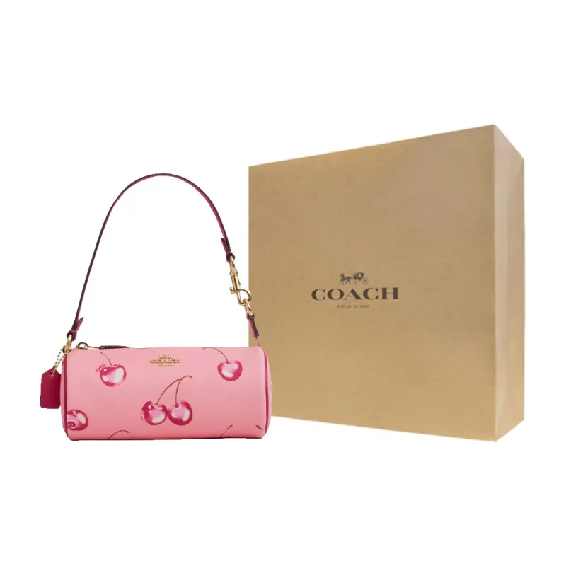 COACH Nolita Coated Canvas With Smooth Leather One Shoulder Handbags Small Size Women's Blossom Pink & Bright Purple-6