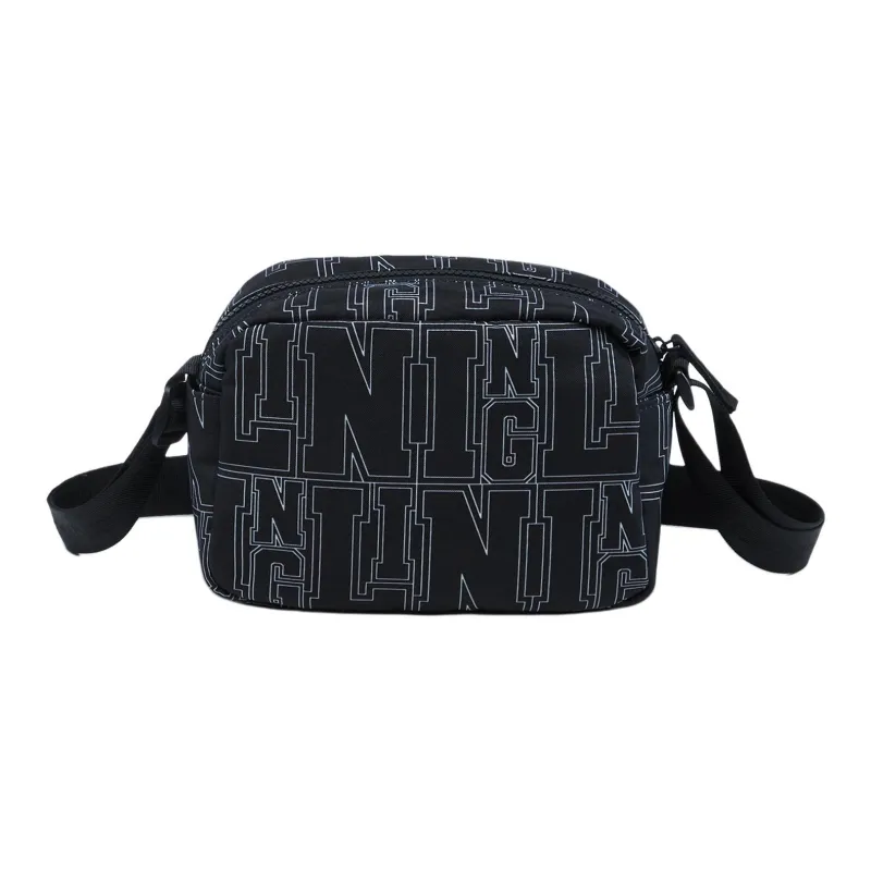 LiNing Polyester Shoulder Bag, Crossbody Bag Unisex Black All Over Print-3