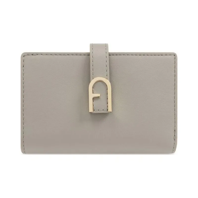 Furla Leather Wallet Medium Size Unisex Light Gray-0