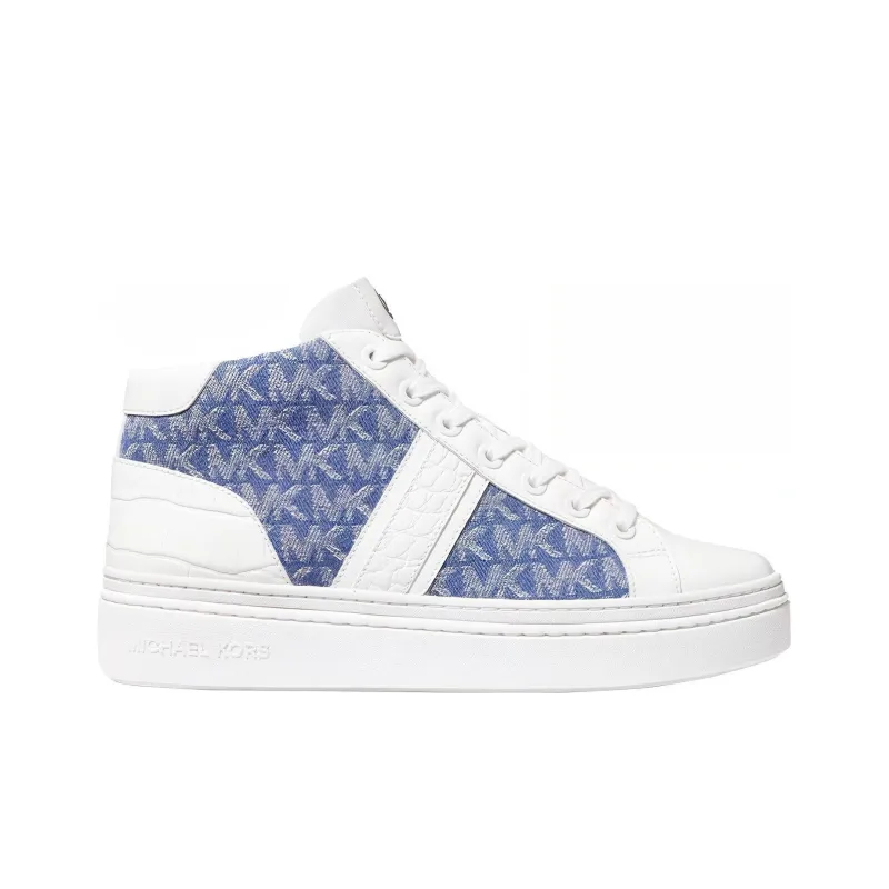 MICHAEL KORS Chapman Mid-Top Casual Shoes Women's Pure White With Denim Blue-1