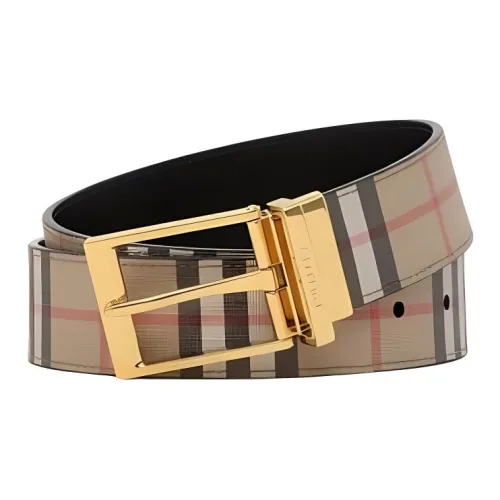 Burberry Metal Pin Buckle Design Artificial Leather, Cotton Leather Belts Men's Brown Width 3.5CM