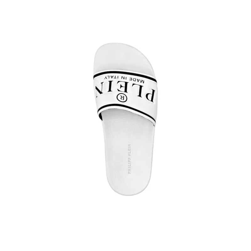 PHILIPP PLEIN PU Polyurethane Slip-Resistant Slide Slippers Unisex White-3