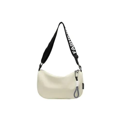 Elsvet Fabric Shoulder Bag Crossbody Bag Large Size Unisex White/Black
