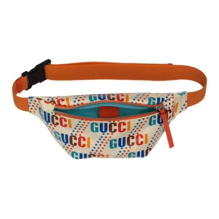 GUCCI Canvas With Leather Fanny Pack, Sling Bag, Kids' Bag Kids' Ecru & Orange-3